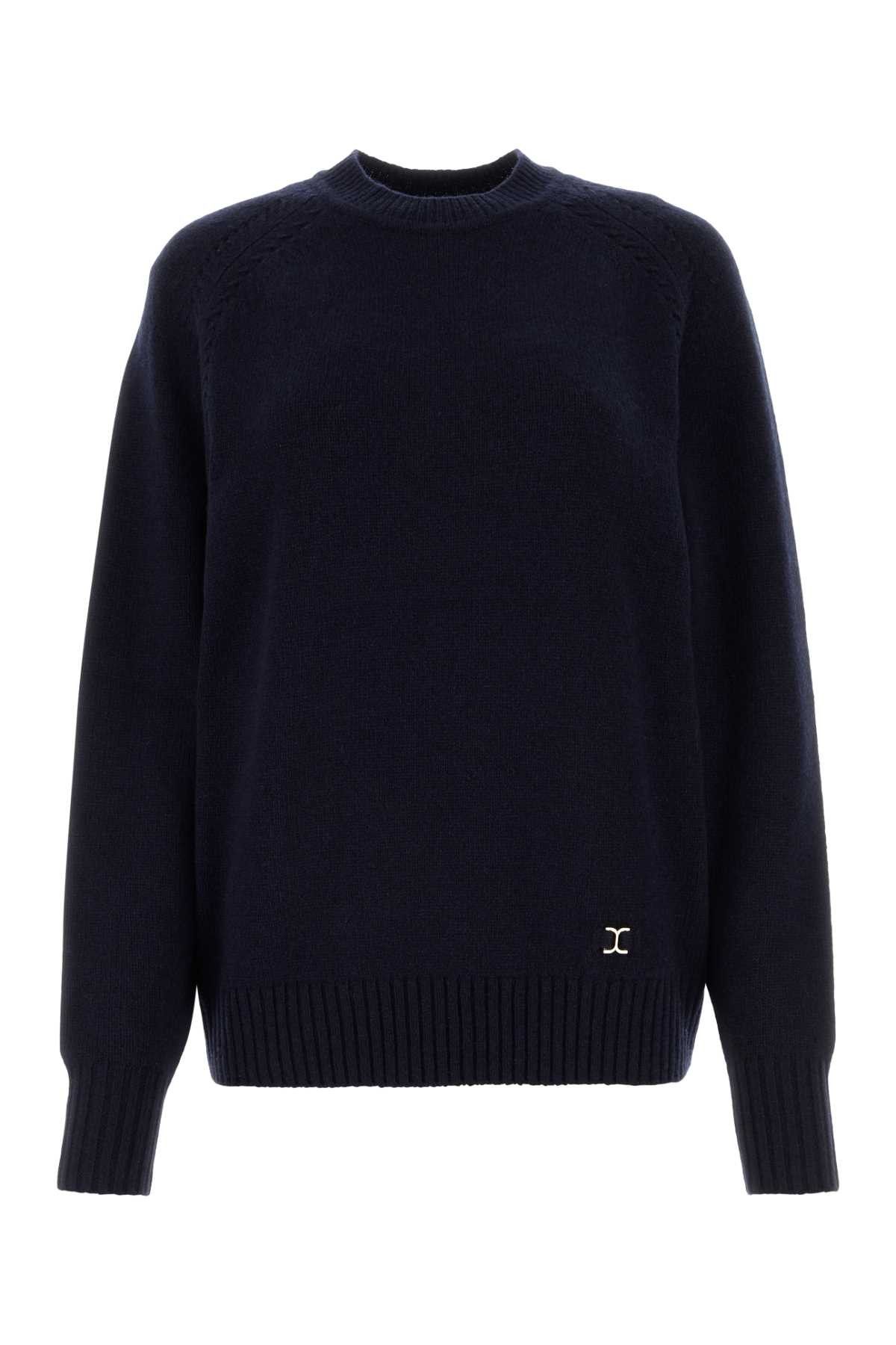 image of Chloe Dark Blue Cashmere Blend Oversize Sweater, Women's (Size Small)