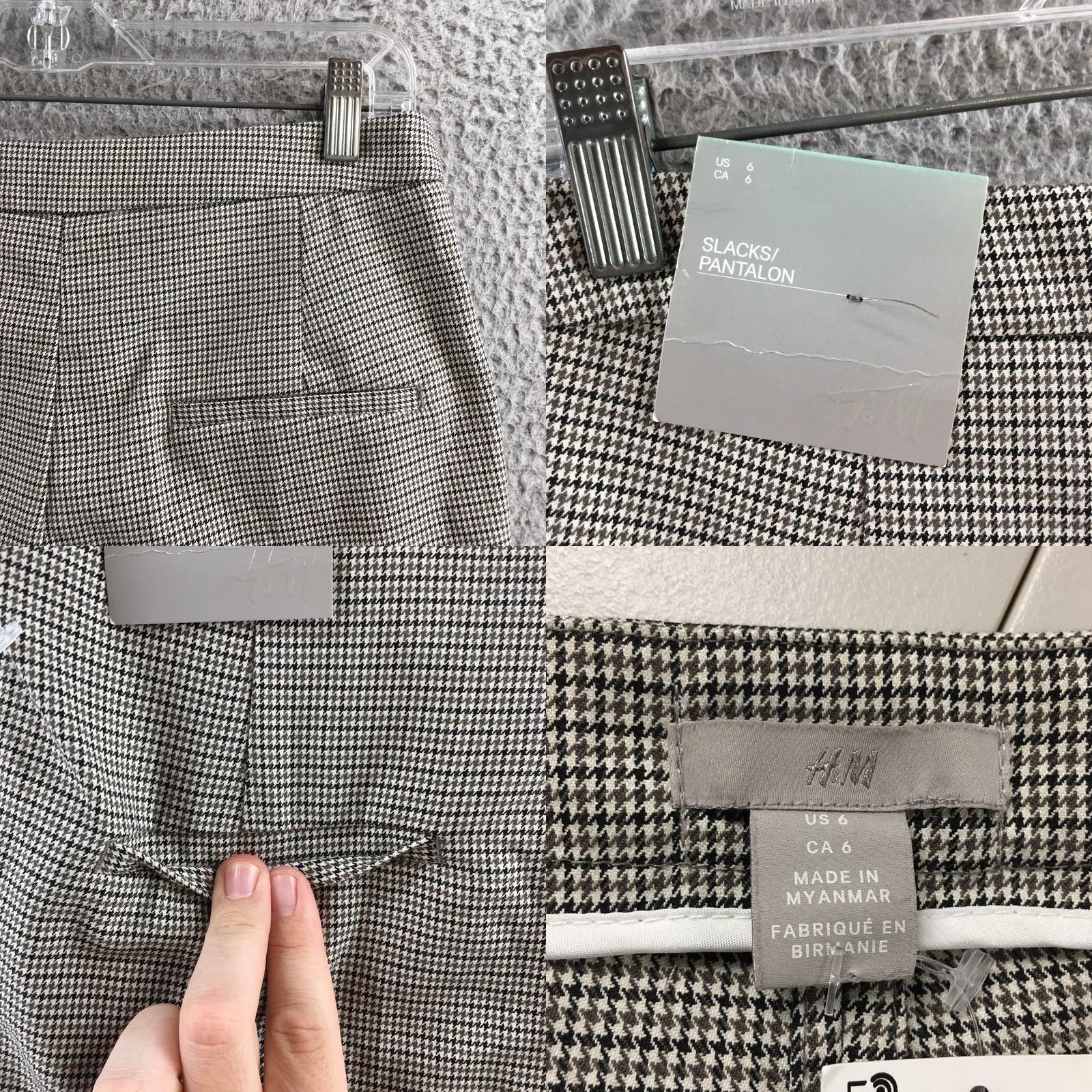 H&M H&M Trouser Slacks Skinny Pants Womens 6 Multicolor Houndstooth Mid Rise Zip NEW Pants Women Slim Streetwear Classic Womens Size 28" / US 6 / IT 42 - 10 Thumbnail