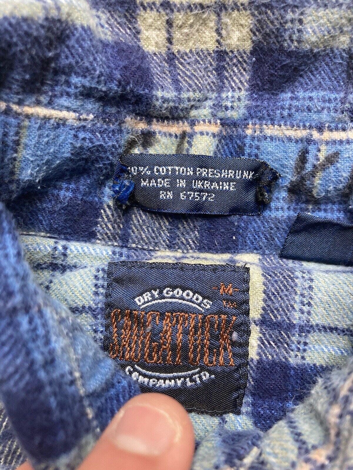 Vintage VTG 90s brushed cotton flannel shirt plaid check blue medium Size US M / EU 48-50 / 2 - 3 Thumbnail