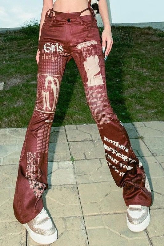 Le Grande Bleu (L.G.B.) Last Drop🔥Rare🔥Japanese Designer Art Girl Nude Flared Pants Size 29" - 2 Thumbnail