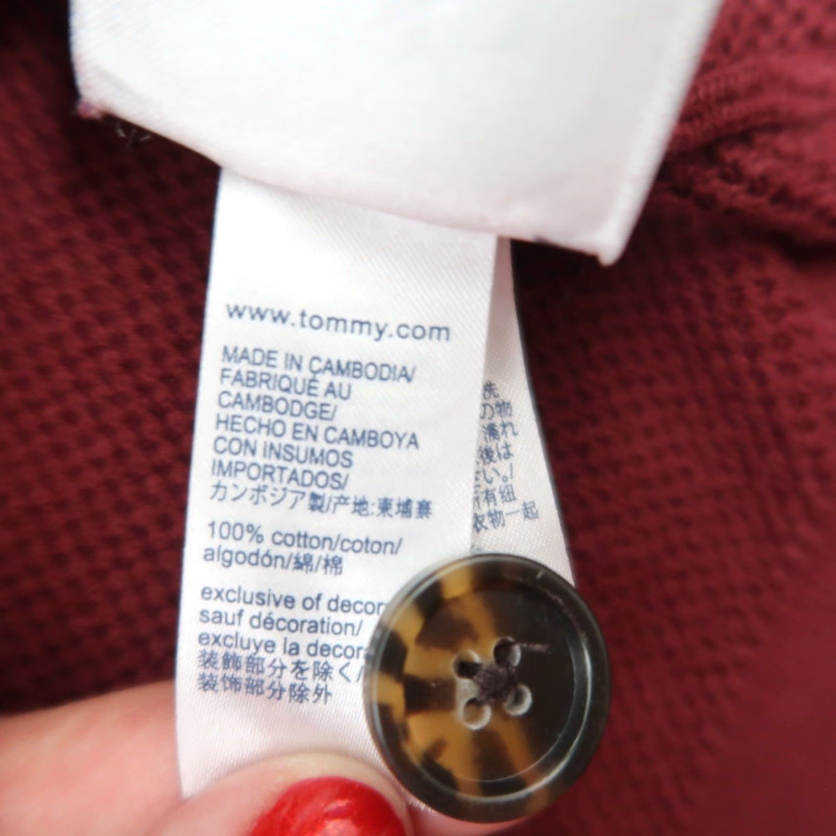 Tommy Hilfiger VINTAGE Tommy Hilfiger Cardigan Sweater Women M Burgundy Red Cotton Long Sleeve Size M / US 6-8 / IT 42-44 - 5 Thumbnail