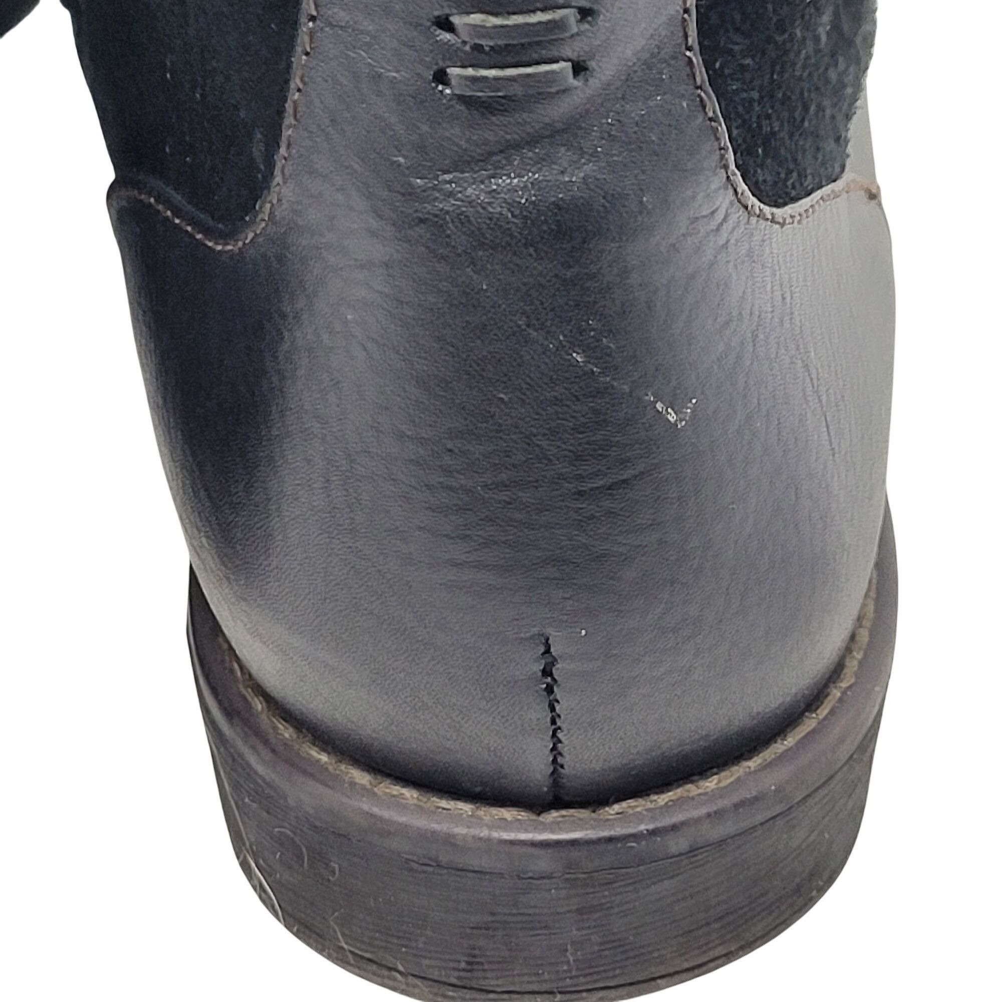 Designer Montana Artisan Black Suede Leather Lace-Up Ankle Boots Side Size US 9.5 / IT 39.5 - 10 Thumbnail