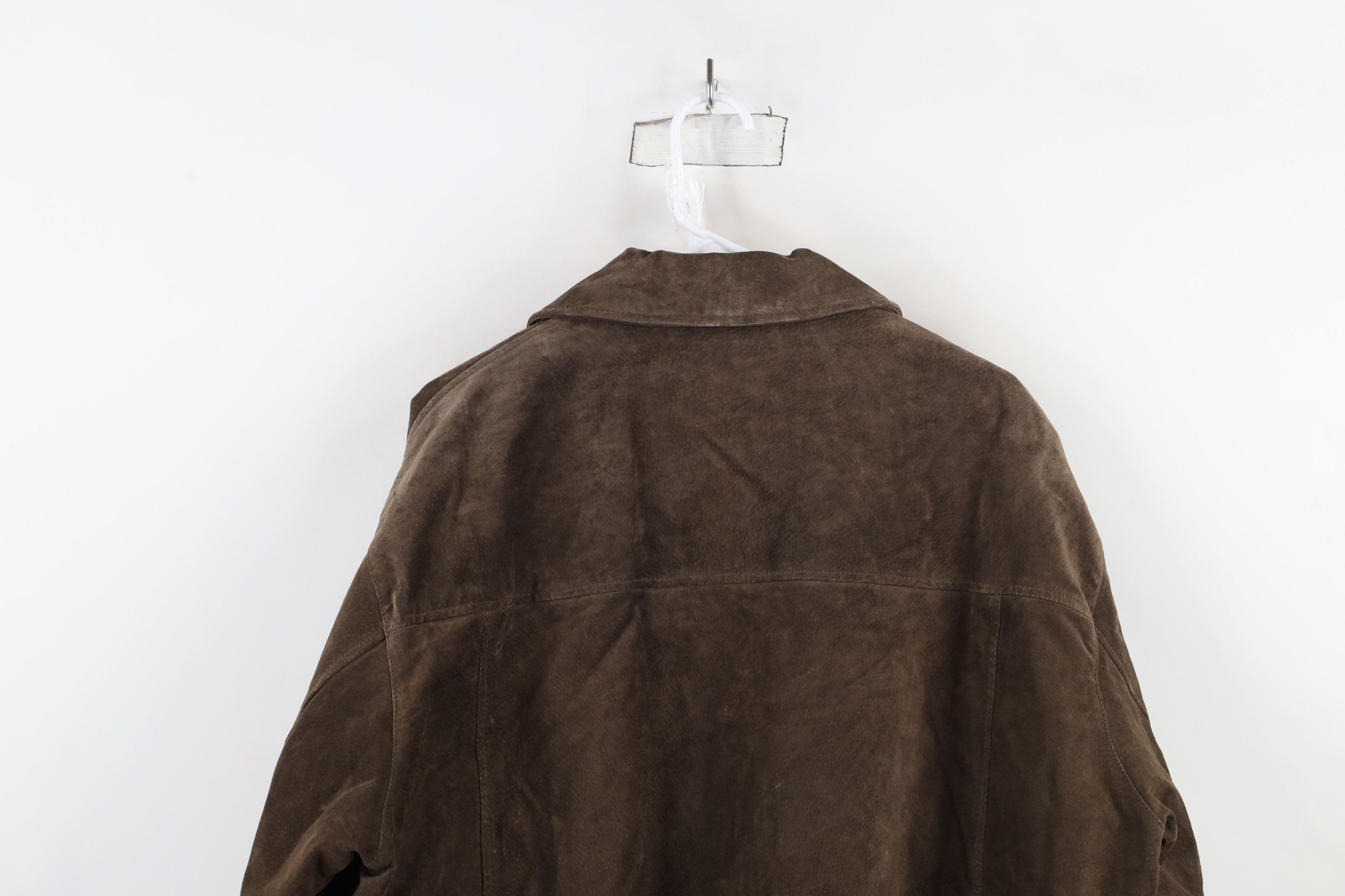 Vintage Vintage 90s Streetwear Suede Leather Full Zip Jacket Brown Size US XXL / EU 58 / 5 - 15 Thumbnail