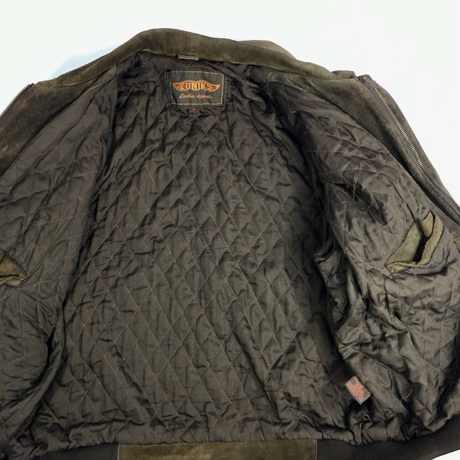 Other Vtg UNIK DISTRESSED Brown HEAVY Suede Leather Jacket Size US L / EU 52-54 / 3 - 4 Thumbnail