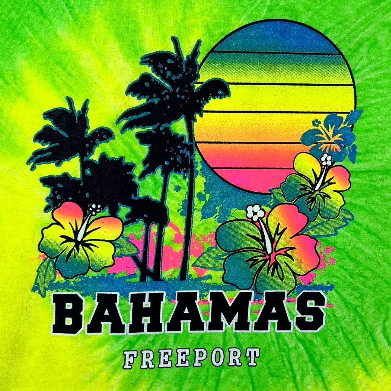 Gildan Gildan T-Shirt Bahamas “Freeport” Graphic Tropical Souvenir Spellout Tie Dye Small Green/Yellow Tie Dye Mens Short Sleeve Regular Fit S USB TV527 Size US S / EU 44-46 / 1 - 3 Thumbnail