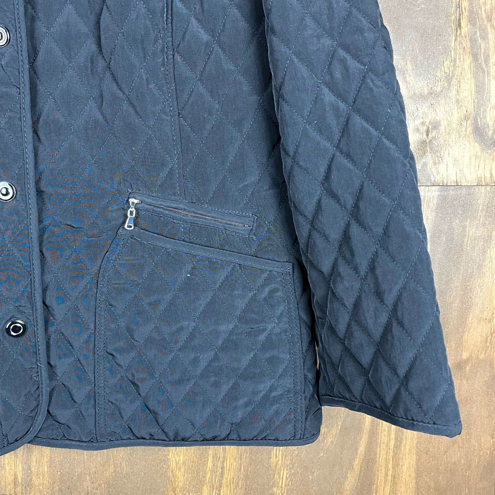 Vintage Gallery Womens Jacket Black Quilted Snap Button Filled Lined Collared 14/16 Size XL / US 12-14 / IT 48-50 - 4 Thumbnail