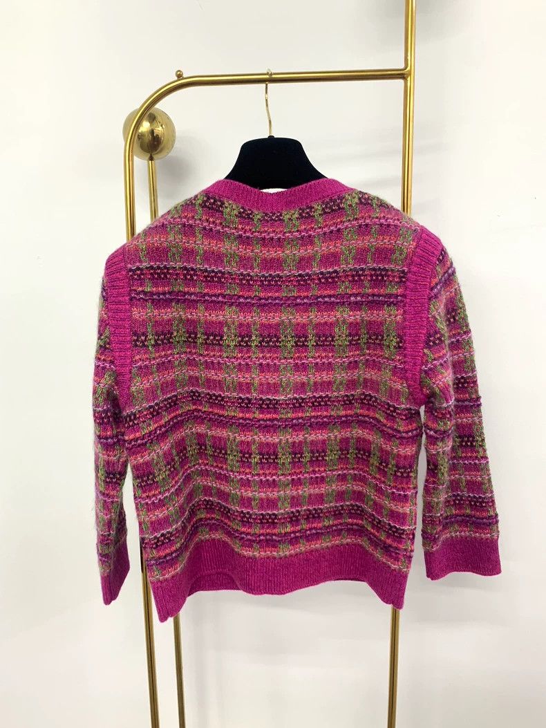 Chanel Chanel Pink color-blocked plaid cashmere knitted cardigan Size XS / US 0-2 / IT 36-38 - 3 Thumbnail