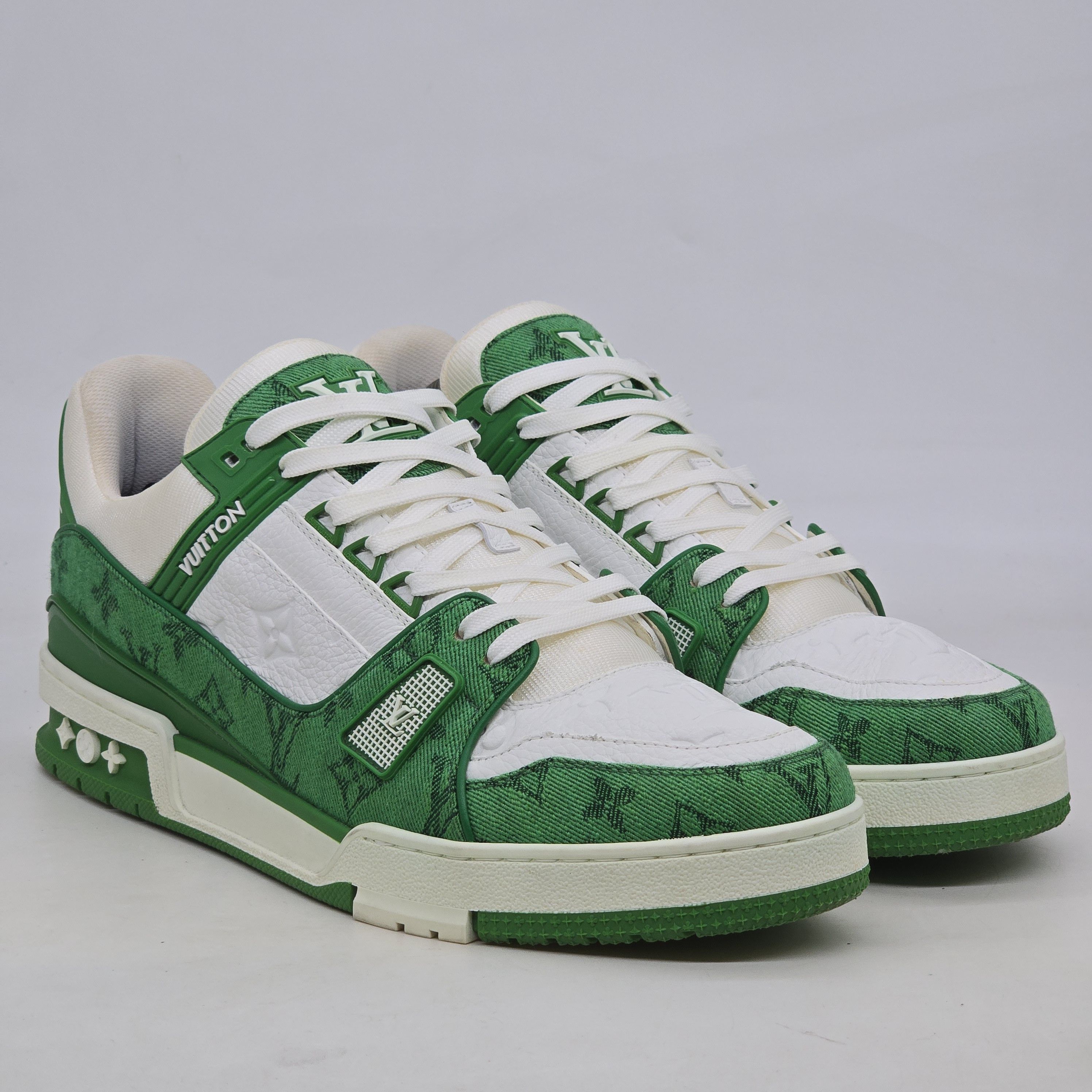 Louis Vuitton Louis Vuitton - Green Denim Monogram White Trainers Size US 10 / EU 43 - 1 Thumbnail