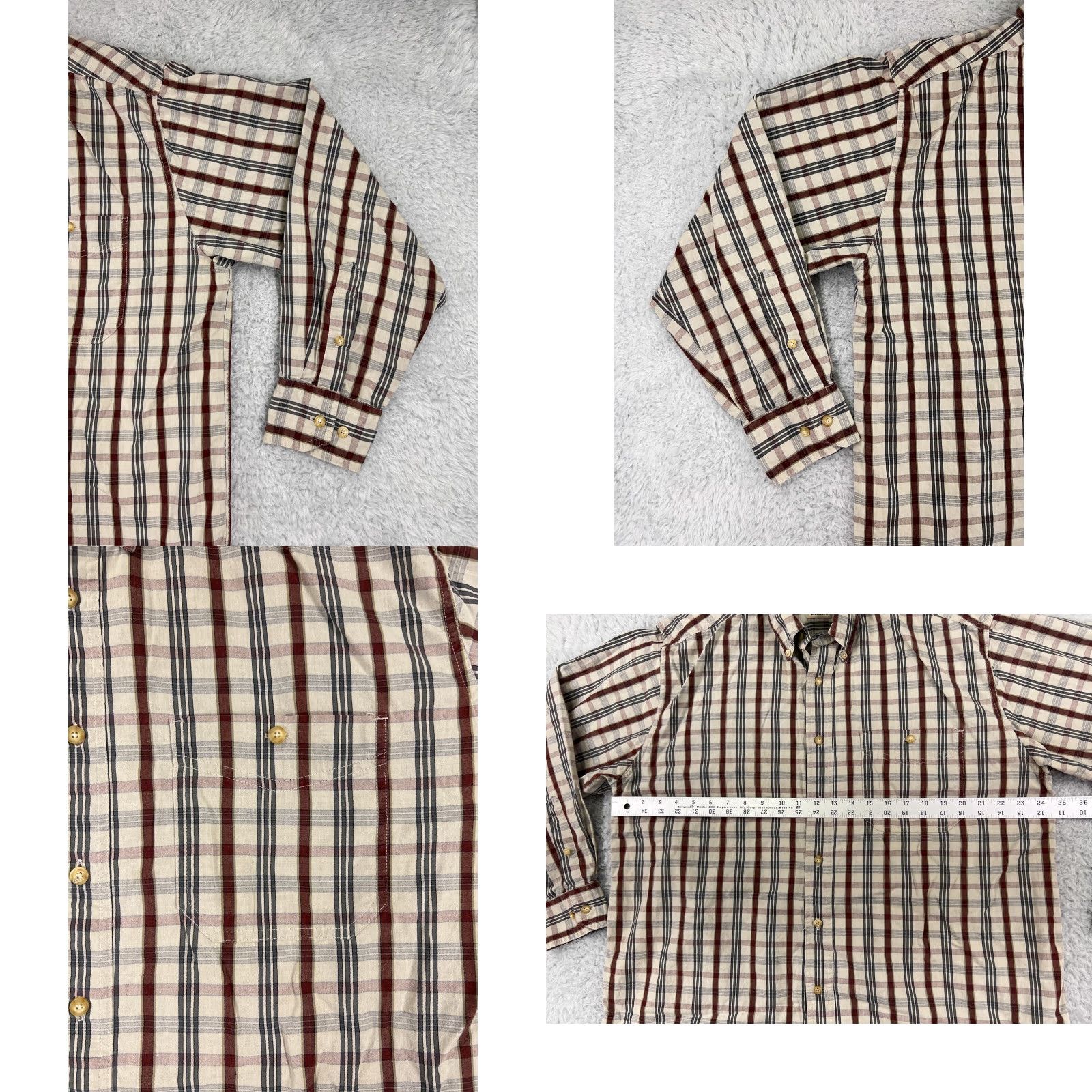 Vintage G.H. Bass & Co. Shirt Mens XL Beige Plaid Button-Down Cotton Long Sleeve with Pocket - Vintage? No; Regular Fit; Mens Clothing Size US XL / EU 56 / 4 - 8 Thumbnail