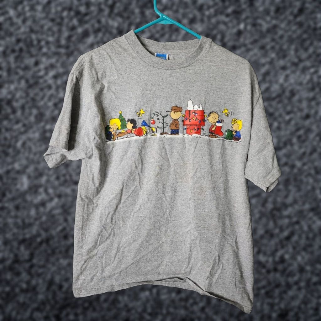 Peanuts VINTAGE Peanuts Christmas Graphic T Shirt Mens Gray Large Size US L / EU 52-54 / 3 - 1 Thumbnail