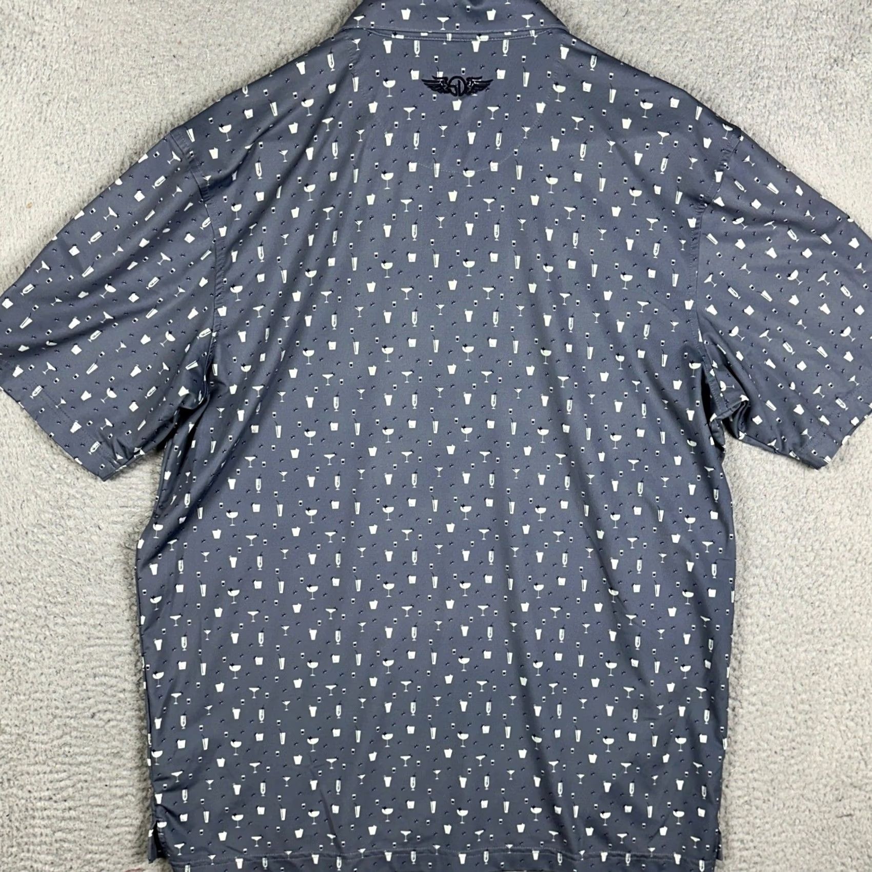 Vintage Straight Down Polo Shirt Mens L Blue-Gray Performance Golf Cocktail Print Shirt Size US L / EU 52-54 / 3 - 3 Thumbnail