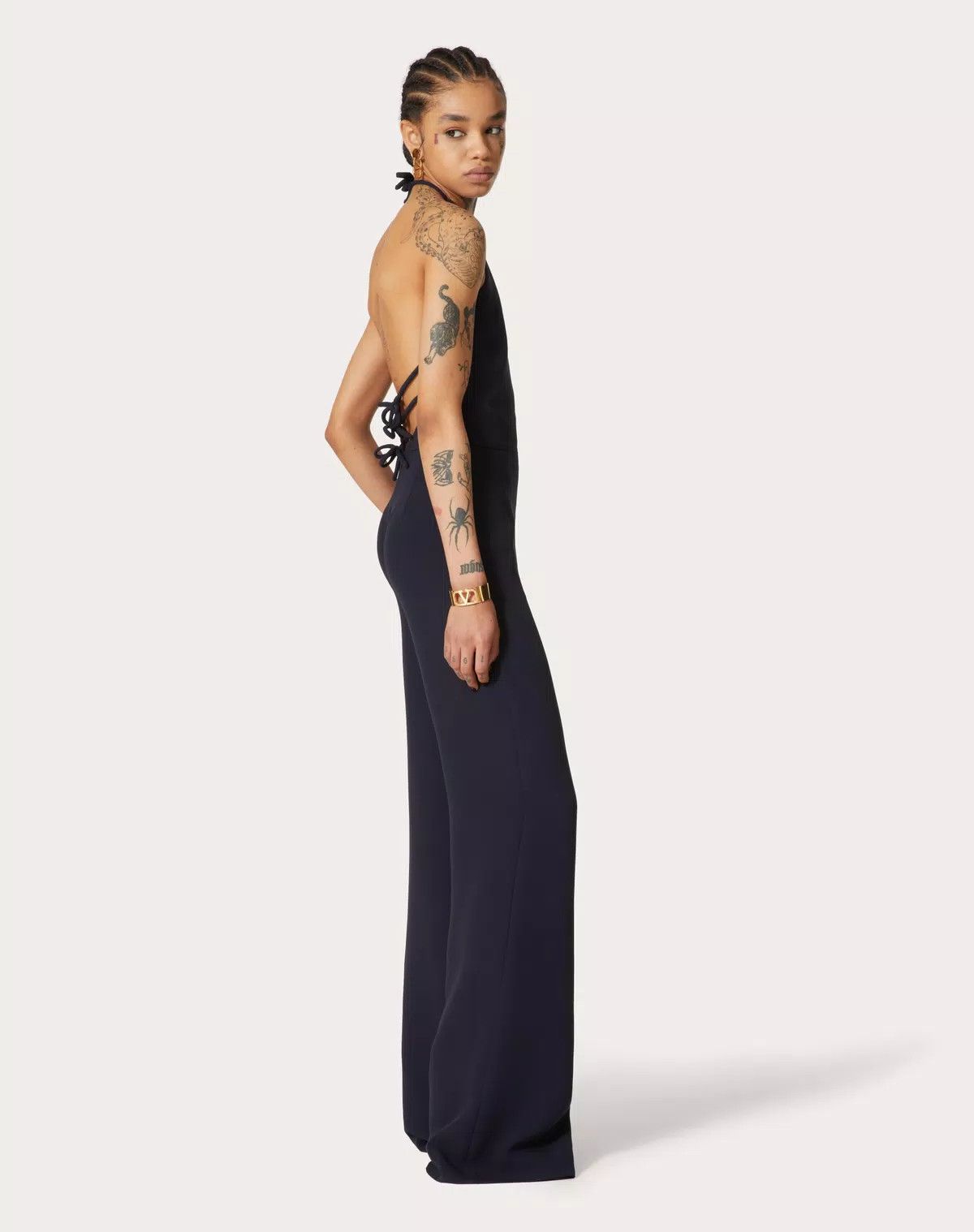 Valentino o1s1wg110625 Cady Couture Jumpsuit in Navy Blue Size 25" / US 0 / IT 36 - 3 Thumbnail