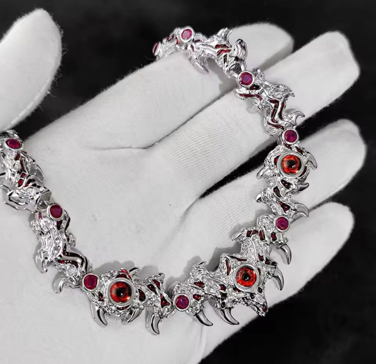 Jewelry Gothic Red Eyes Hip Hop Design Chain Necklace Size ONE SIZE - 5 Thumbnail