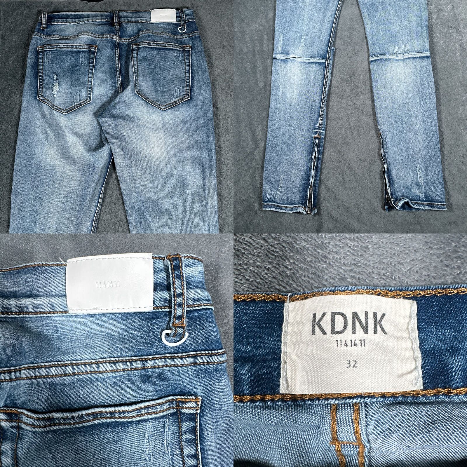 Vintage KDNK Men's Jeans 30x32 Blue Skinny Slim Distressed Stretch Ankle Zips Size US 30 / EU 46 - 8 Thumbnail