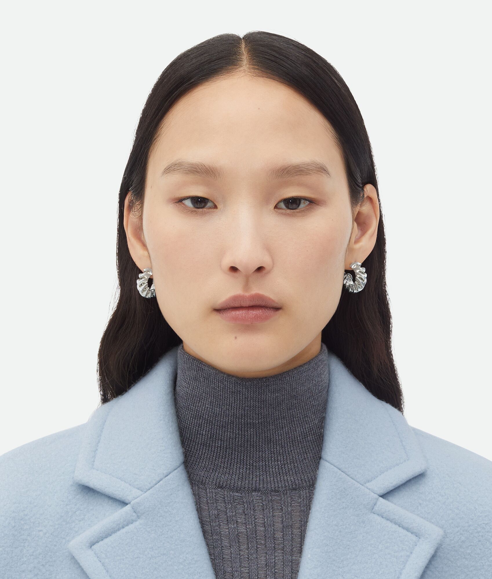 Bottega Veneta o1n1vont0425 Size: OS / Pleat Earrings in Silver Size ONE SIZE - 2 Thumbnail