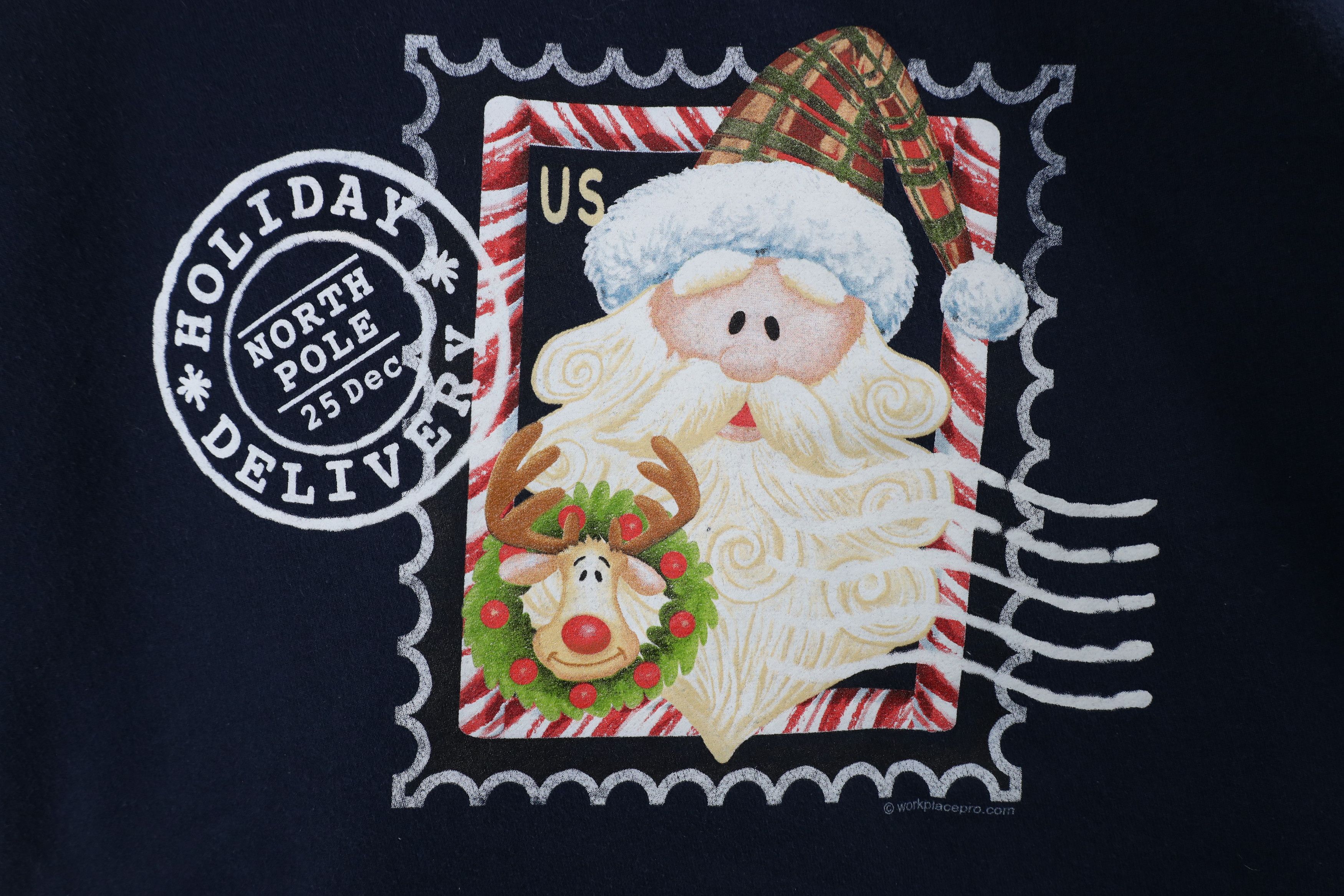 Vintage Vintage Christmas Santa Claus Postage Stamp Sweatshirt Blue Size L / US 10 / IT 46 - 4 Thumbnail