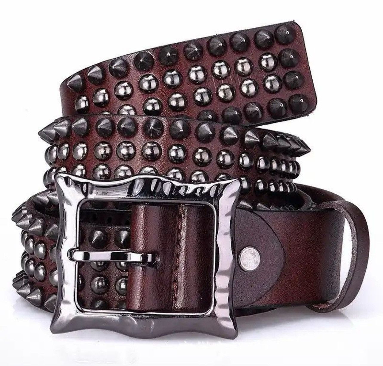 Japanese Brand × Vintage Men Genuine Leather Spike Rivet Studded Belt Size ONE SIZE - 2 Thumbnail