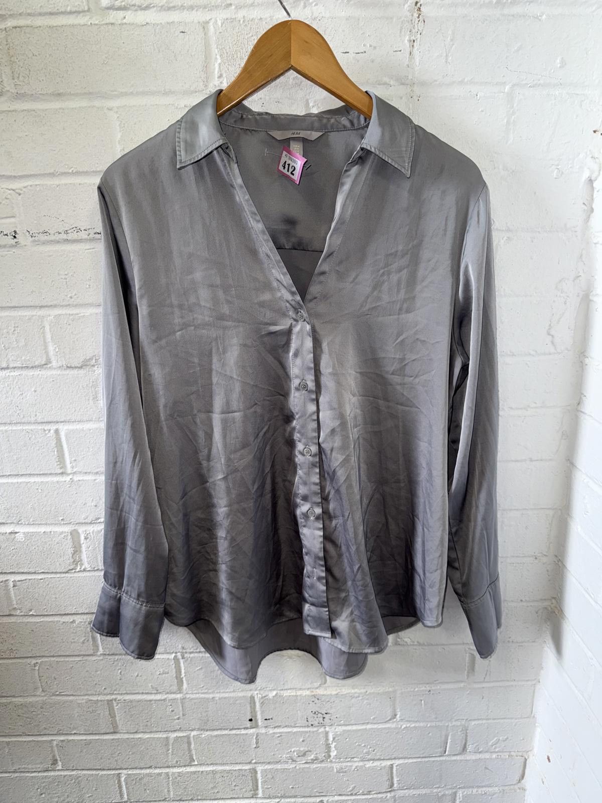H&M H&M Women's Grey Satin Blouse Size M Size ONE SIZE - 1 Thumbnail