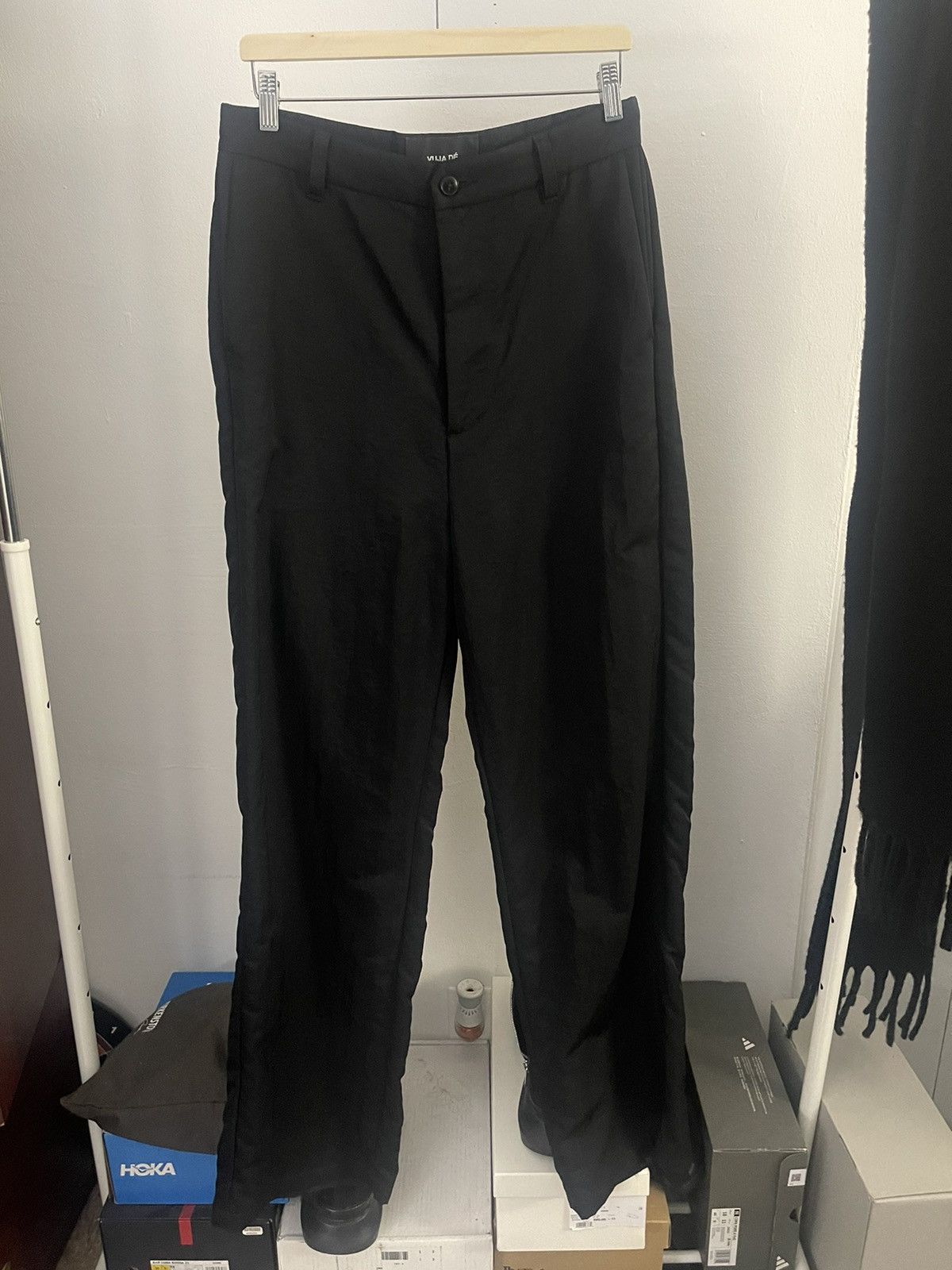 image of Vuja De Crushed Nylon Track Pants in Black, Men's (Size 31)