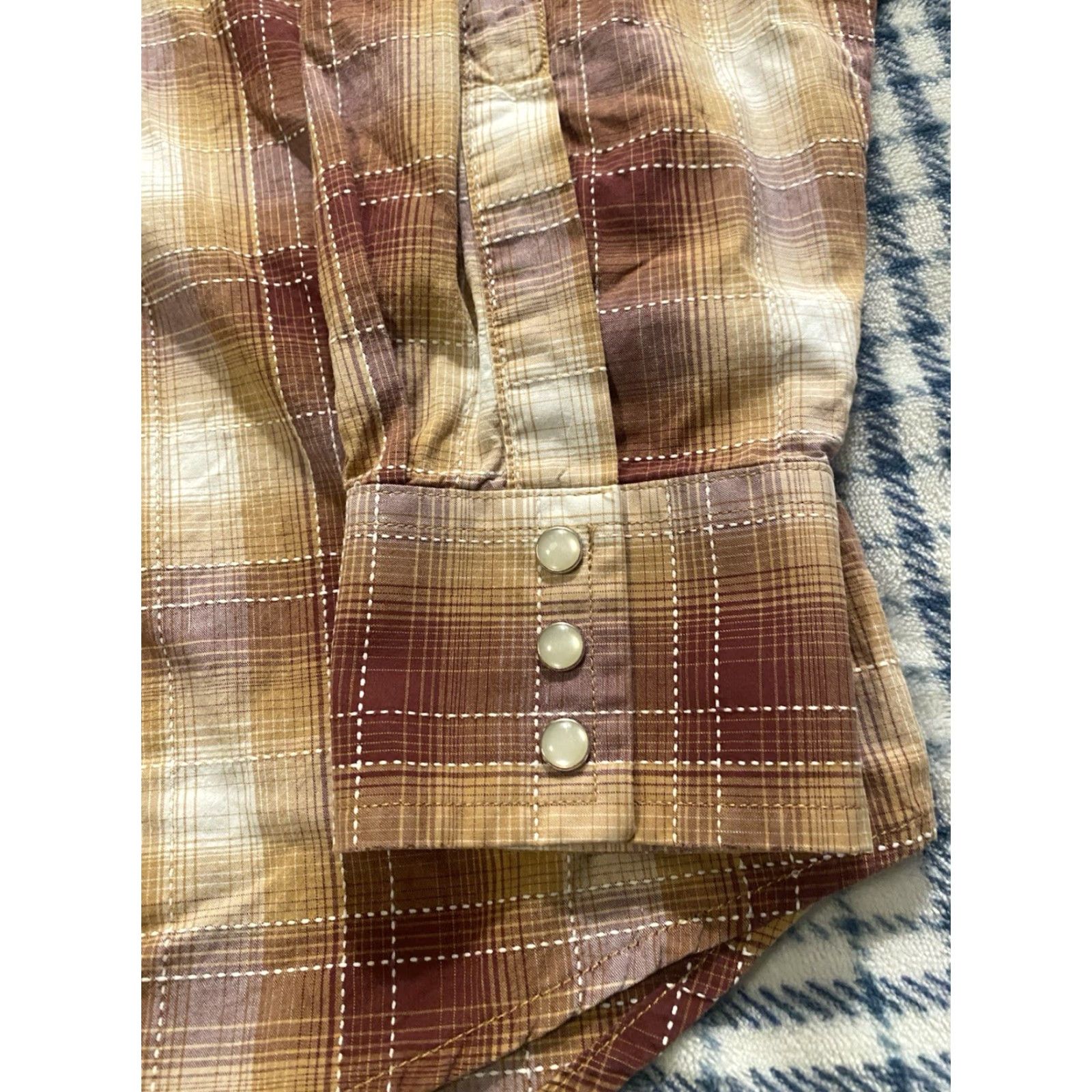 Wrangler VINTAGE Wrangler Pearl Snap Shirt Long Sleeve Plaid 2XL Brown Cotton Cowboy Western Mens Size US XXL / EU 58 / 5 - 7 Thumbnail