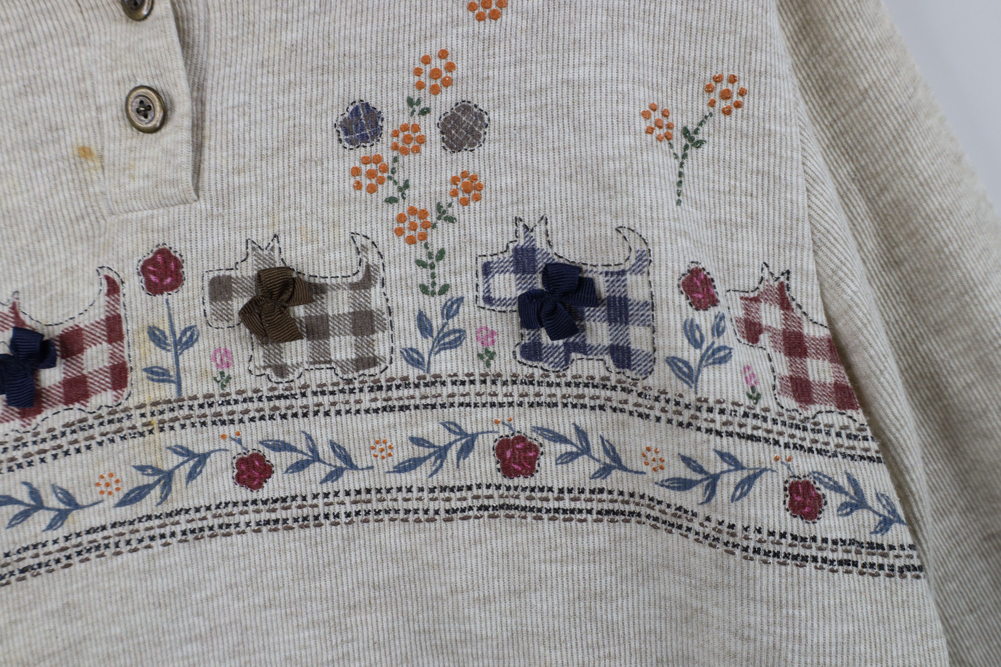 Vintage Vintage 90s Streetwear Dog Flower Ribbed Knit Polo Size L / US 10 / IT 46 - 7 Thumbnail
