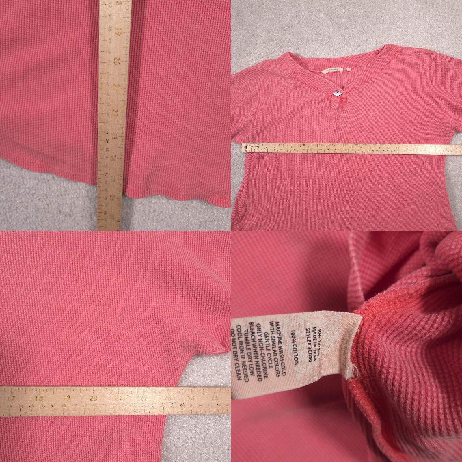 Soft Surroundings Soft Surroundings Shirt Womens L Pink V Neck Short Sleeve Button Knit Top Size L / US 10 / IT 46 - 8 Thumbnail