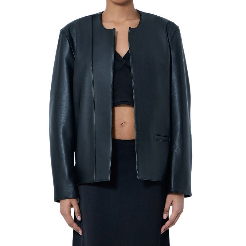 Toteme TOTEME Black Open Front Leather Jacket New & Authentic (Wome Size XS / US 0-2 / IT 36-38 - 1 Preview