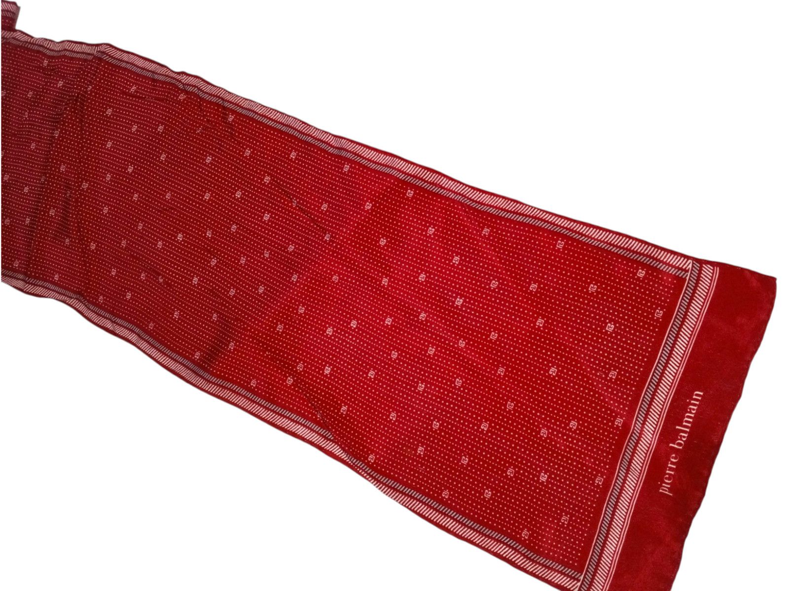 Pierre Balmain PIERRE BALMAIN PARIS Signature Monogram Maroon Silk Scarf Size ONE SIZE - 3 Thumbnail
