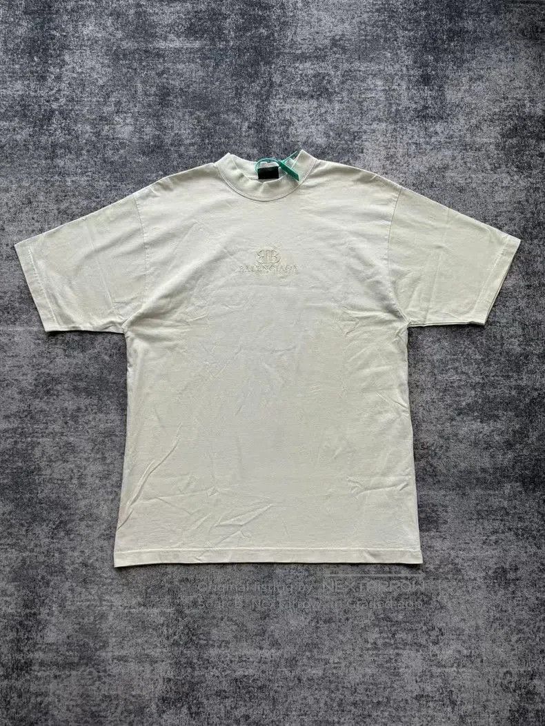 Balenciaga Beige Double B Logo Short Sleeve.