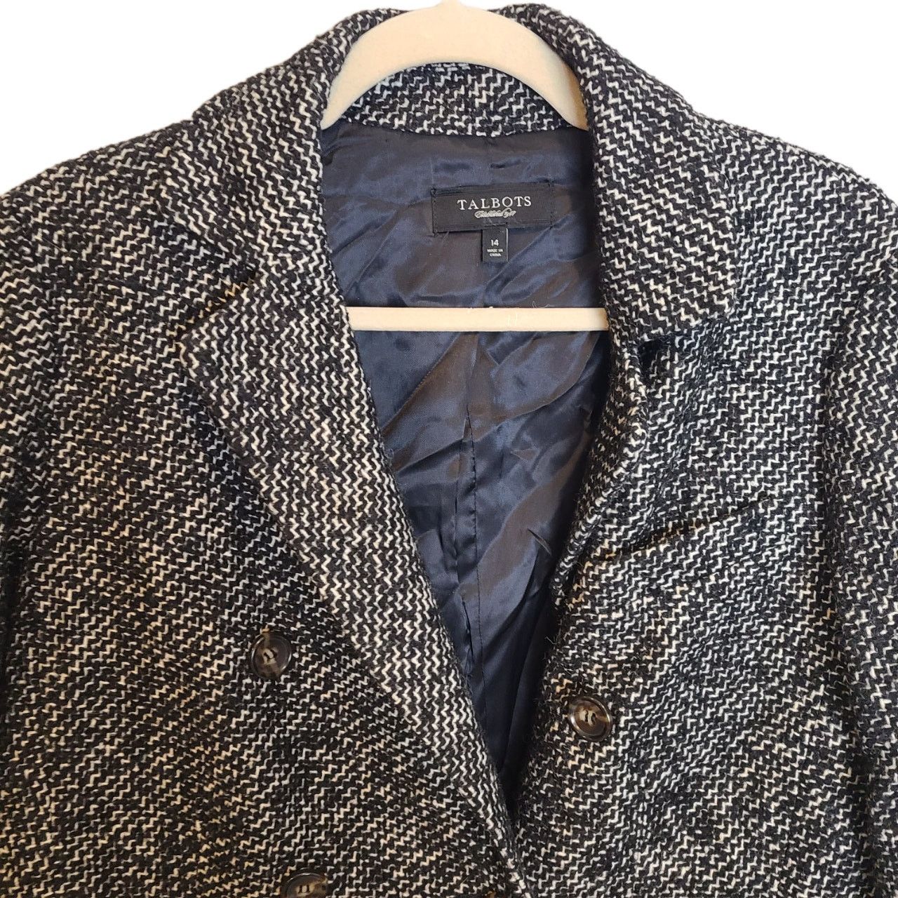 Robert Talbott Talbots Womens Wool Tweed Blazer Sz 14 Classic Dark Academia Size XL / US 12-14 / IT 48-50 - 2 Thumbnail