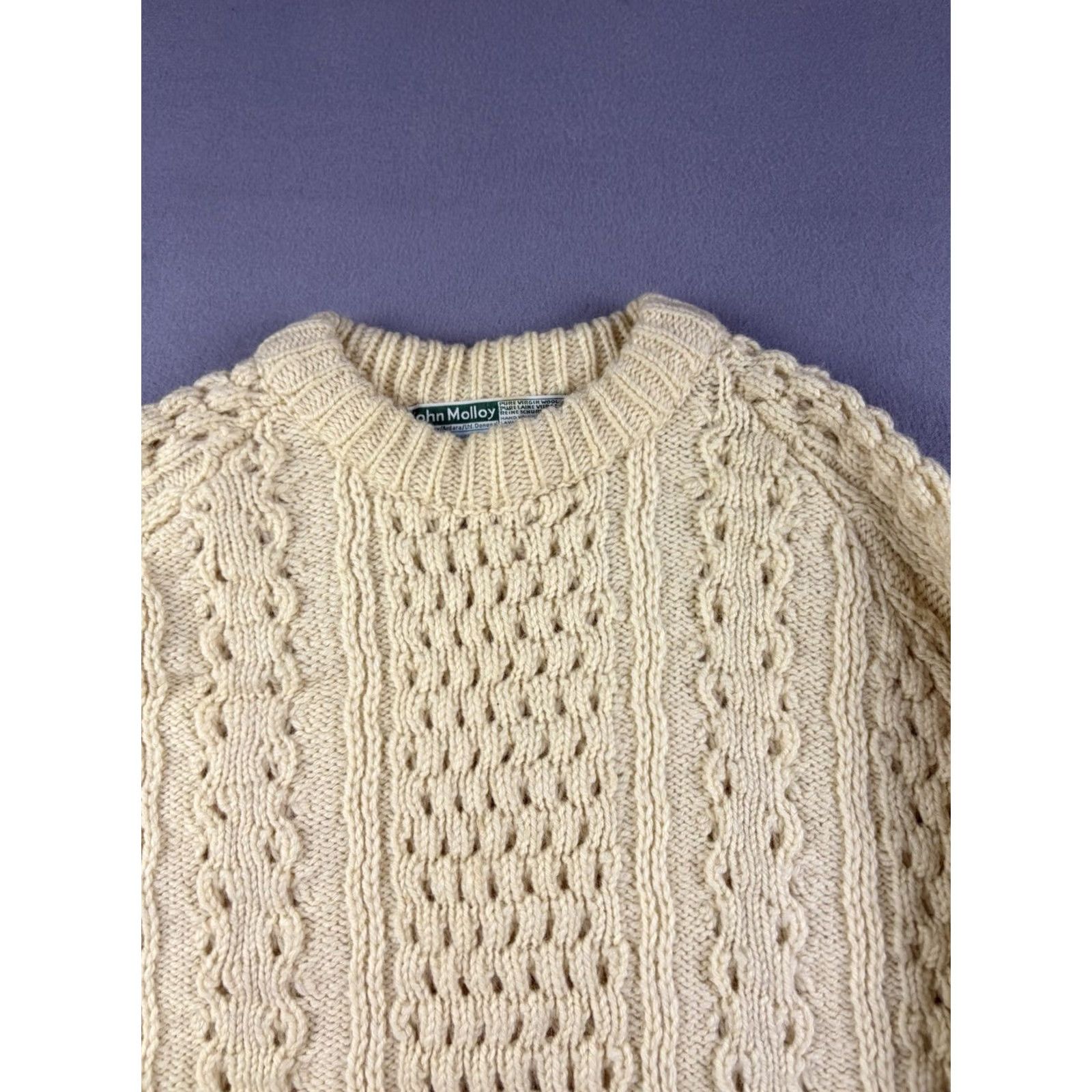 Vintage VINTAGE John Malloy Sweater Wool Cream Chunky Cable Knit Pullover Turtleneck Women M Regular Sleeves Long Hand Wash or Dry Clean Size M / US 6-8 / IT 42-44 - 2 Thumbnail