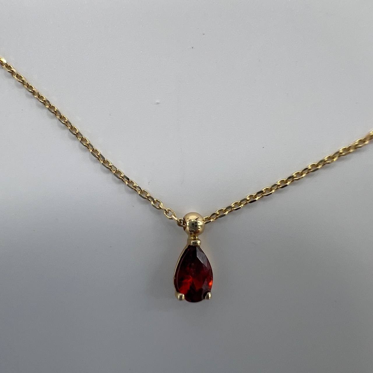Other New 14K Solid Gold Necklace Italy – Teardrop Red Garnet 1.8g Size ONE SIZE - 2 Thumbnail