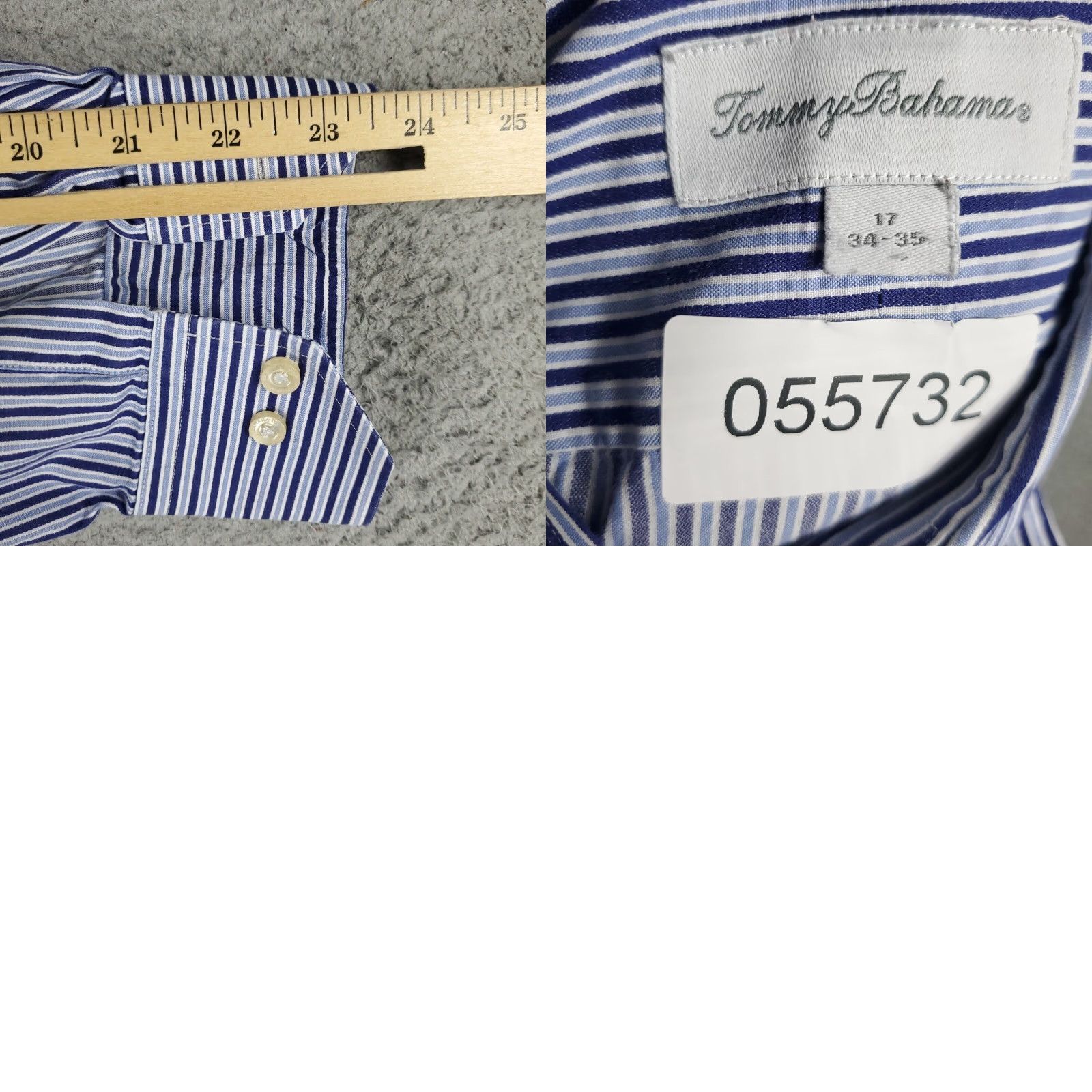 Tommy Bahama Tommy Bahama Shirt Mens Dress Shirt Striped Blue 100% Cotton Long Sleeve Button Up 17 Size 46R - 8 Thumbnail