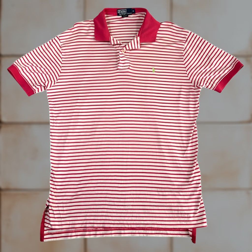 Polo Ralph Lauren VINTAGE Polo Ralph Lauren Shirt Adult MEDIUM Pink White Stripe Pony 90s Size US M / EU 48-50 / 2 - 1 Thumbnail
