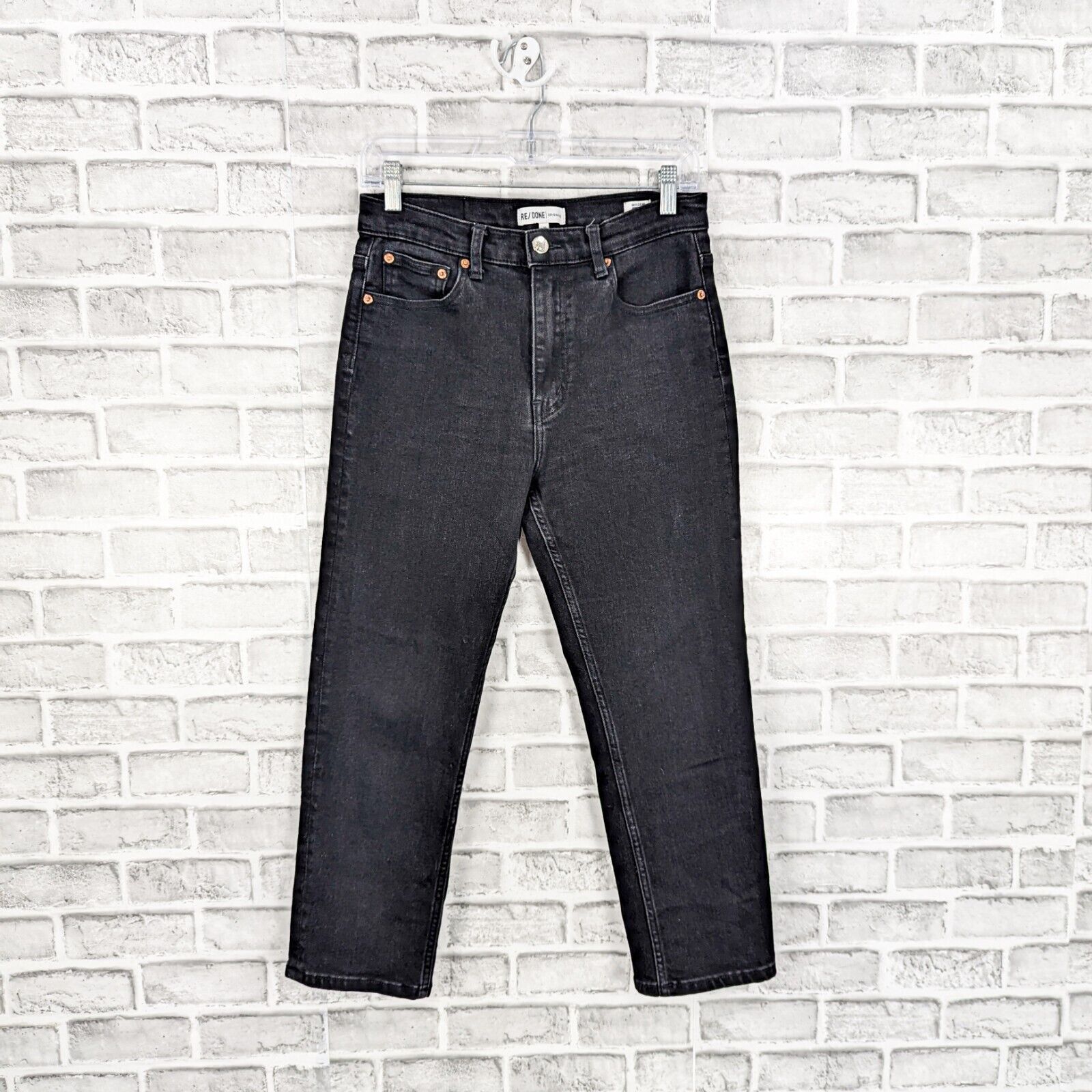 RE/DONE RE/DONE High Waist Stretch Crop Denim Jeans in Black Med Size 29" - 6 Thumbnail