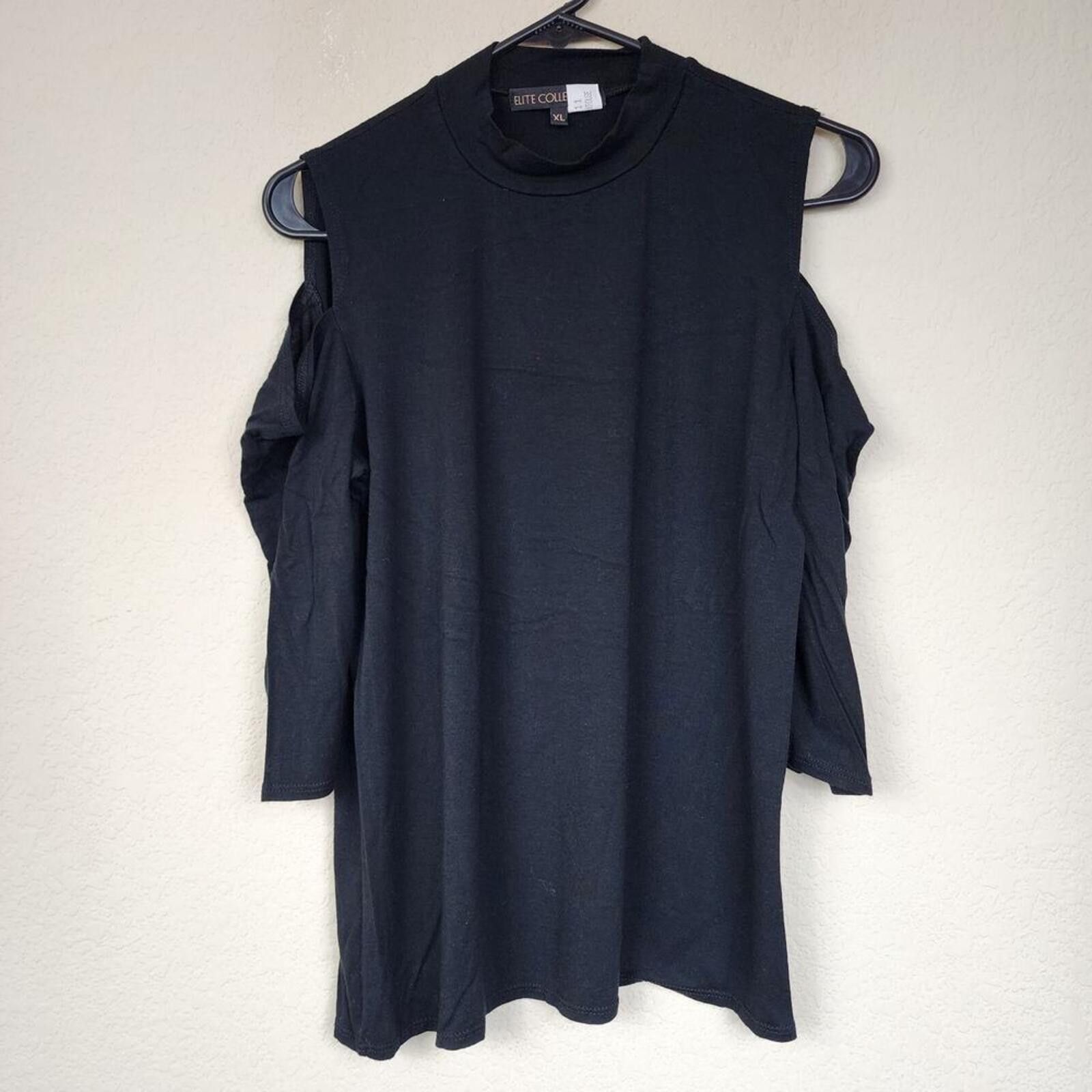 Other Elite Collection XL Black Cold Shoulder Blouse Top Size XL / US 12-14 / IT 48-50 - 1 Thumbnail