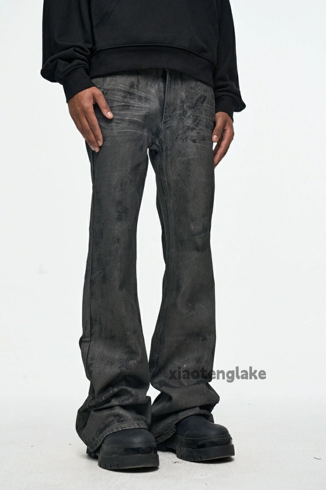 Jean × Vintage washed faded wax stain punk grunge bootcut jeans Size US 34 / EU 50 - 1 Thumbnail