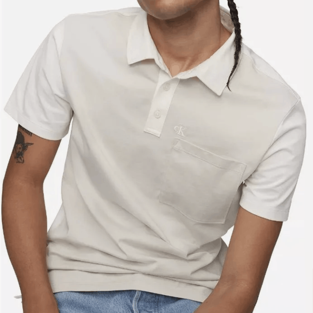 Calvin Klein Calvin Klein Cream/Tan Colorblock Short Sleeve Polo - XXL Size US XXL / EU 58 / 5 - 1 Thumbnail