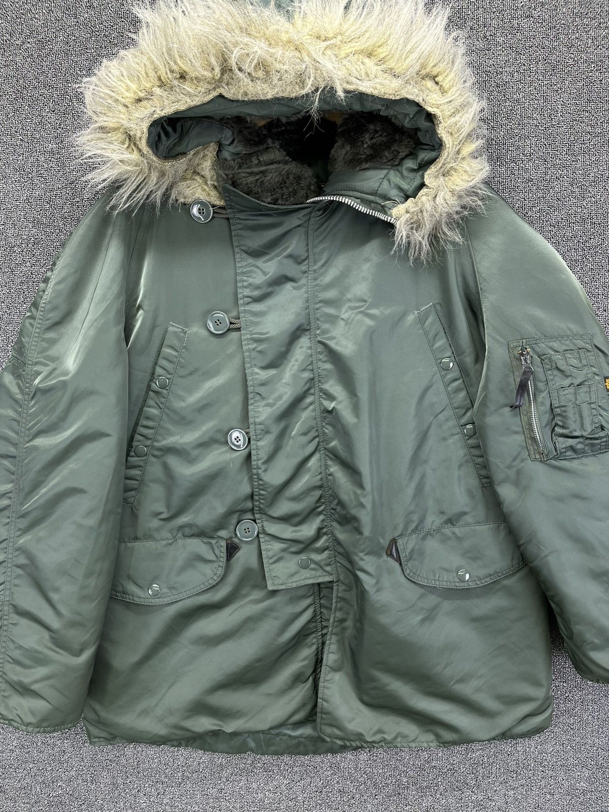 Alpha Industries Vintage 90s Alpha Industries Fur Hoodie Bomber Jacket Size US M / EU 48-50 / 2 - 6 Thumbnail