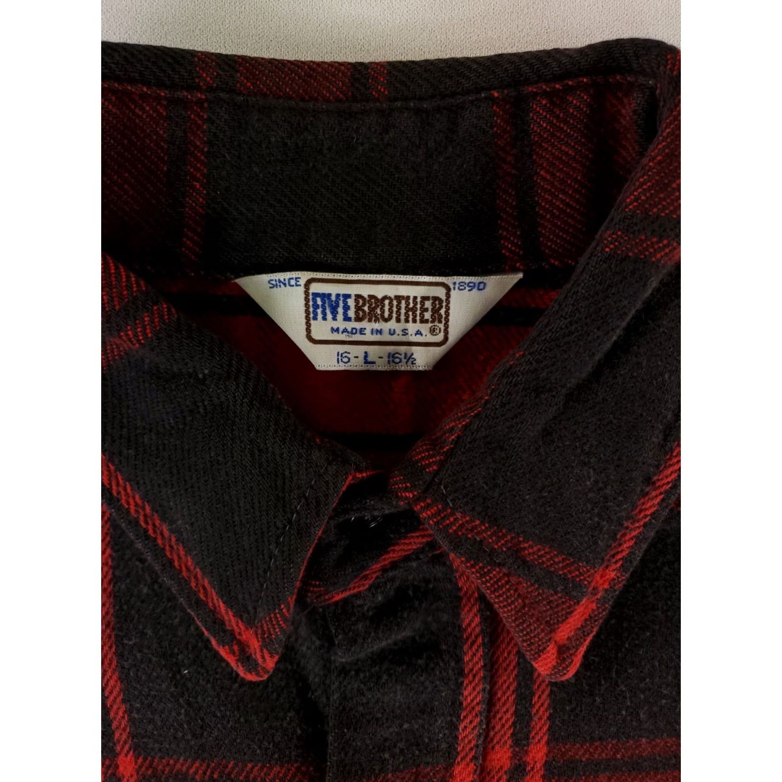 Vintage VINTAGE Five Brothers Shirt Plaid Flannel Red Black Made USA Mens L 16-16.5 Long Sleeve Mens Size US L / EU 52-54 / 3 - 2 Thumbnail