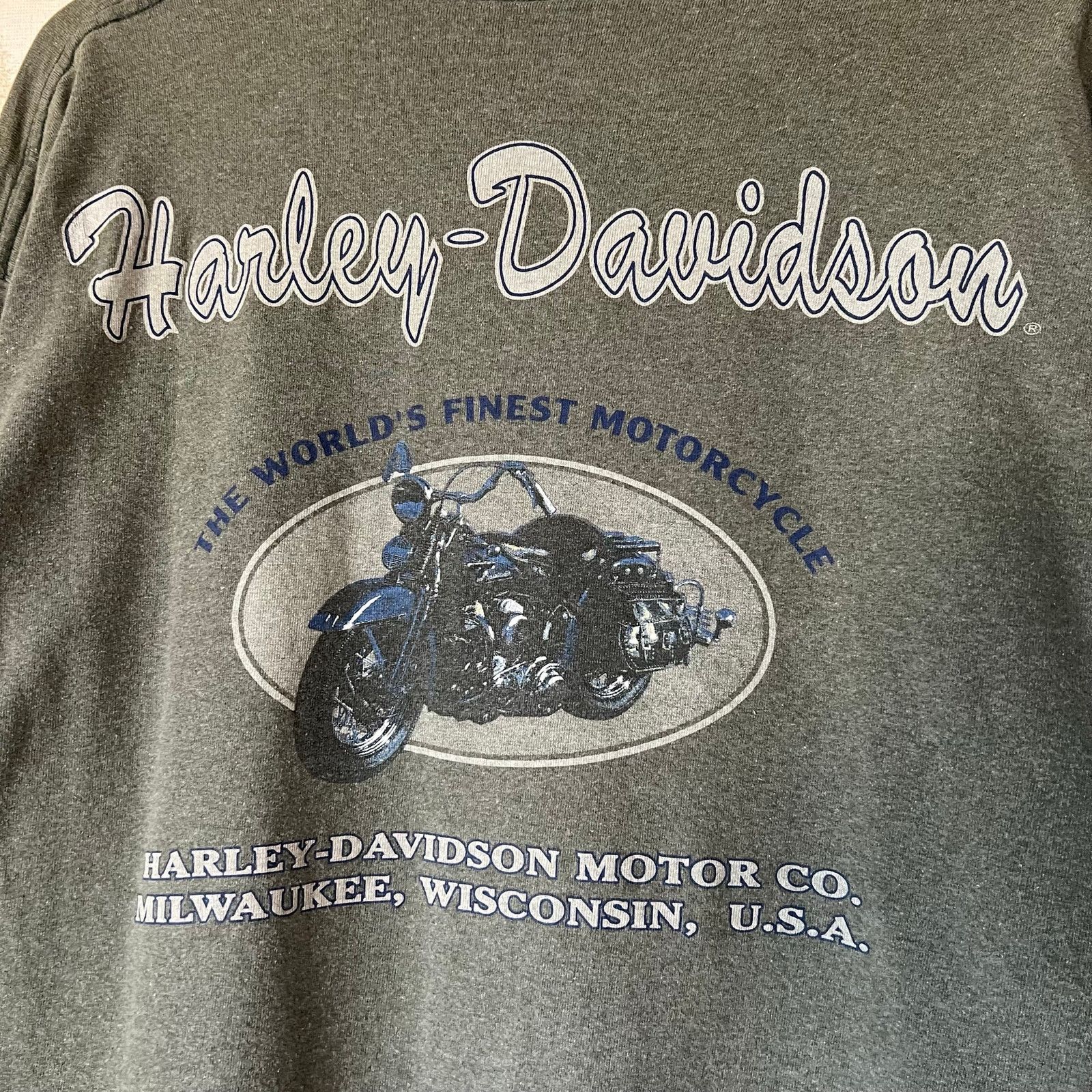 Harley Davidson 90s Harley-Davidson Henley | Milwaukee Sage Green | Size L Size US L / EU 52-54 / 3 - 11 Thumbnail