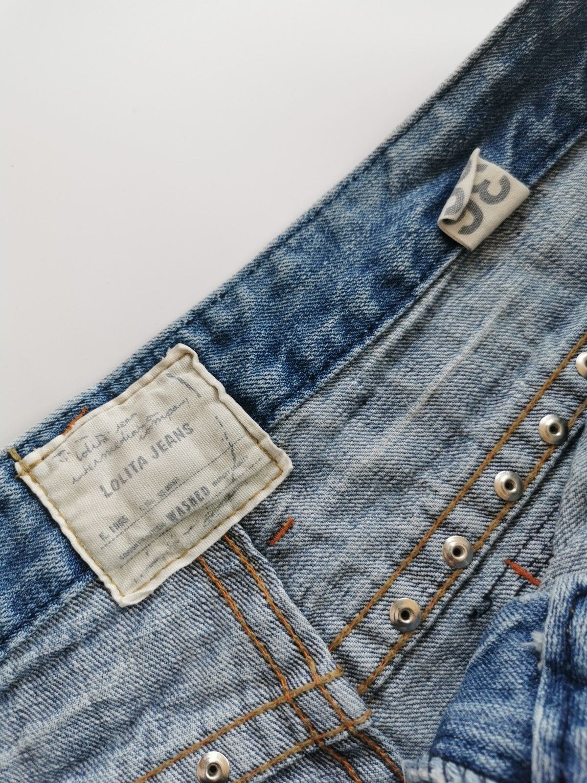 Kapital Lolita Studded Zipper Distressed Washed Blue Denim Jeans Size US 37 - 6 Thumbnail