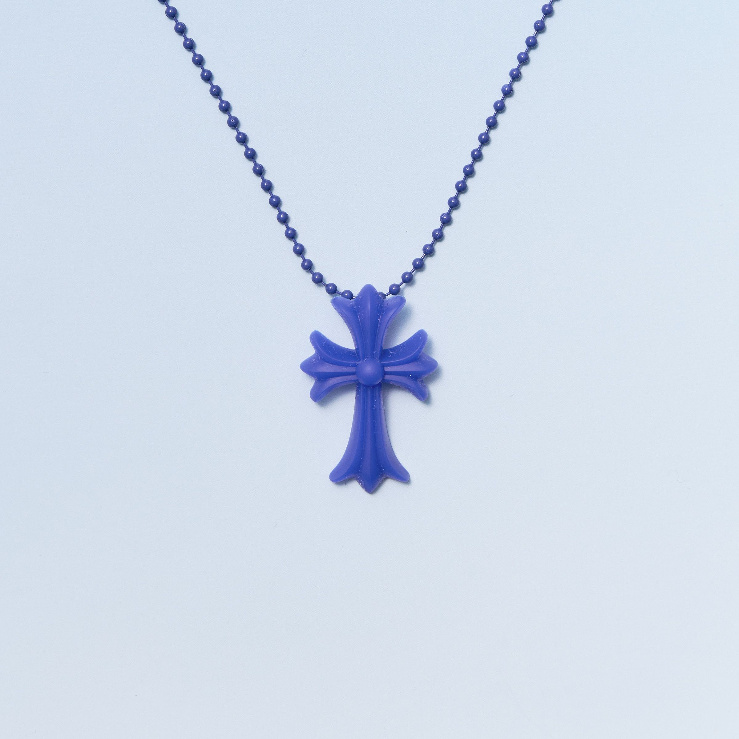 CHROME HEARTS Silicrome Cross Necklace Dark Blue