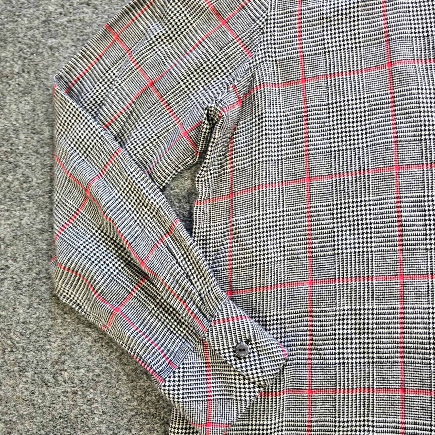 Vintage Foxcroft Top Shirt Womens 8 Black Plaid Button Long Sleeve Classic Career Blouse Size M / US 6-8 / IT 42-44 - 4 Thumbnail