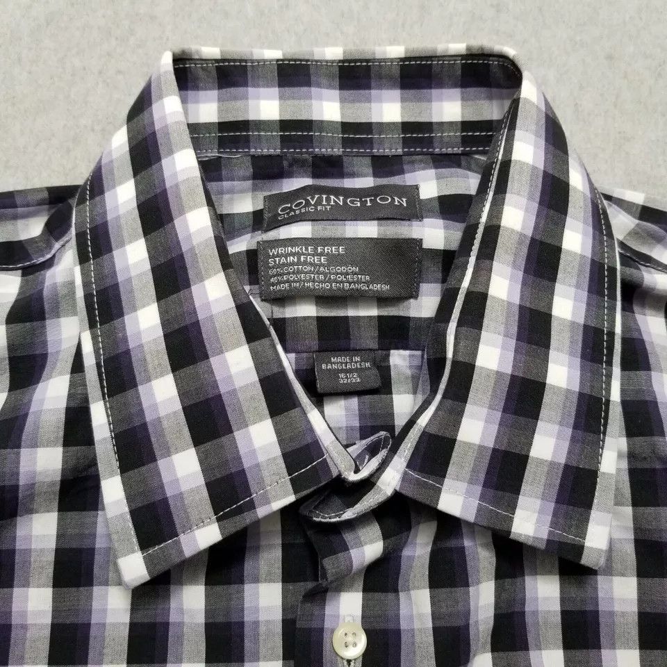 Covington Covington Shirt Mens 16.5 32/33 Plaid Button Up Wrinkle Free Size US M / EU 48-50 / 2 - 5 Thumbnail