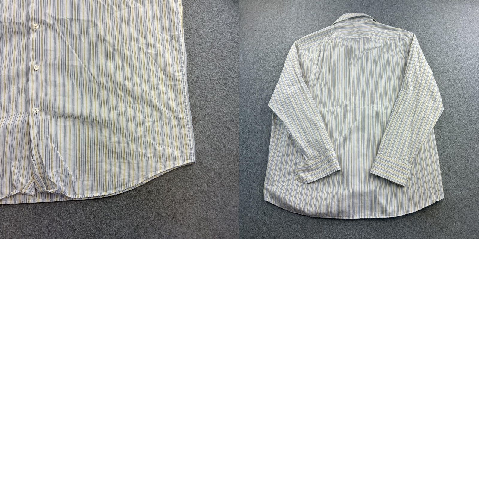 Hugo Boss HUGO BOSS Dress Shirt Mens 18 34/35 Blue Yellow Stripe Regular Fit Long Sleeve Shirt Size 48R - 9 Thumbnail
