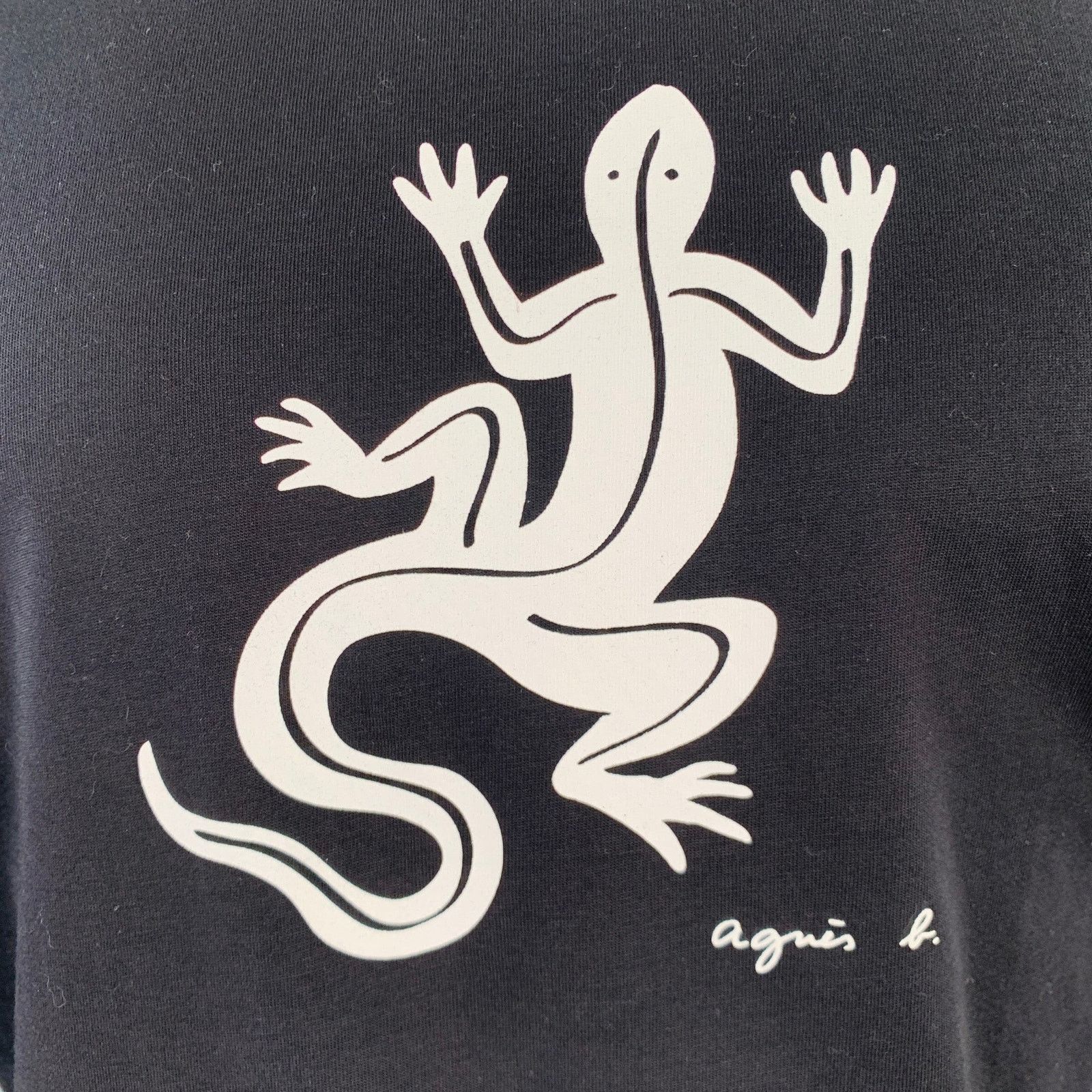 agnes b. Size M Black White Cotton Lizard Short Sleeve T-shirt Size US M / EU 48-50 / 2 - 2 Thumbnail