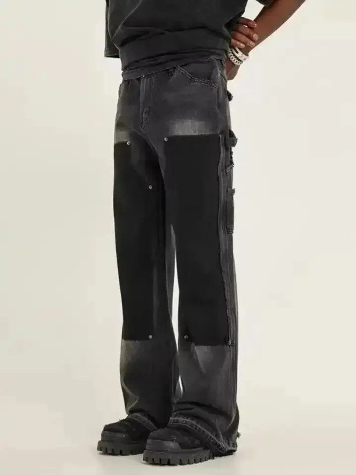 Japanese Brand High Street Color Match Patchwork Baggy Denim Size US 34 / EU 50 - 1 Thumbnail