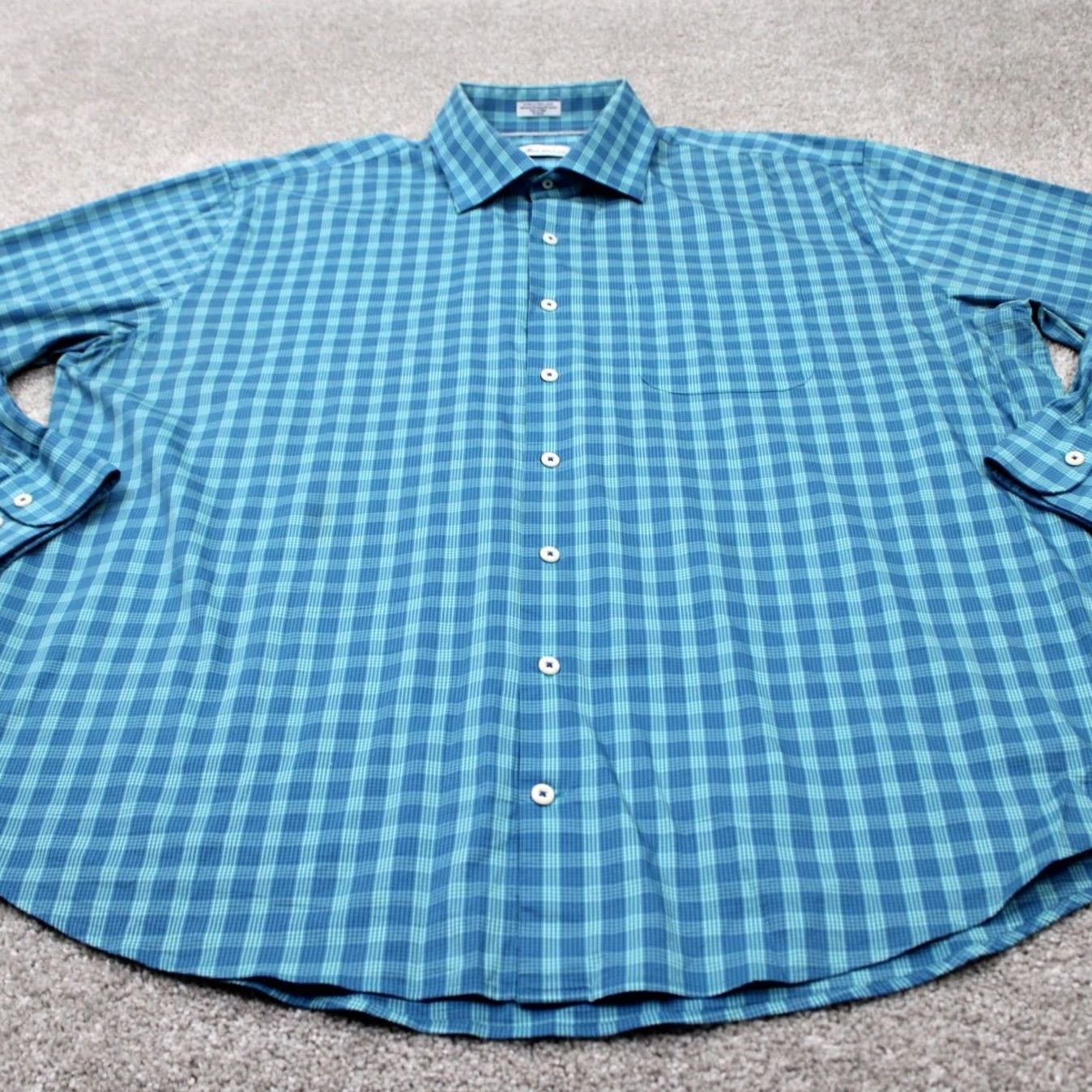 Peter Millar Peter Millar Crown Shirt Mens 2XL Blue/Green Cotton/Nylon Stretch L/S Button-Up Plaid Casual Formal Workwear Sports 2XL Mens Shirt Size US XXL / EU 58 / 5 - 3 Thumbnail