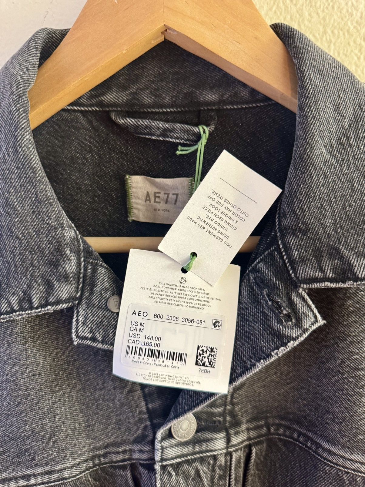 American Eagle Outfitters AE77 Premium Slim Fit Denim Trucker Jacket Size US M / EU 48-50 / 2 - 6 Thumbnail